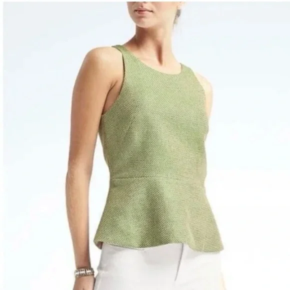 Banana Republic Elegant pep plum Green Sleeveless Top cotton linen blend 10 - Picture 1 of 11